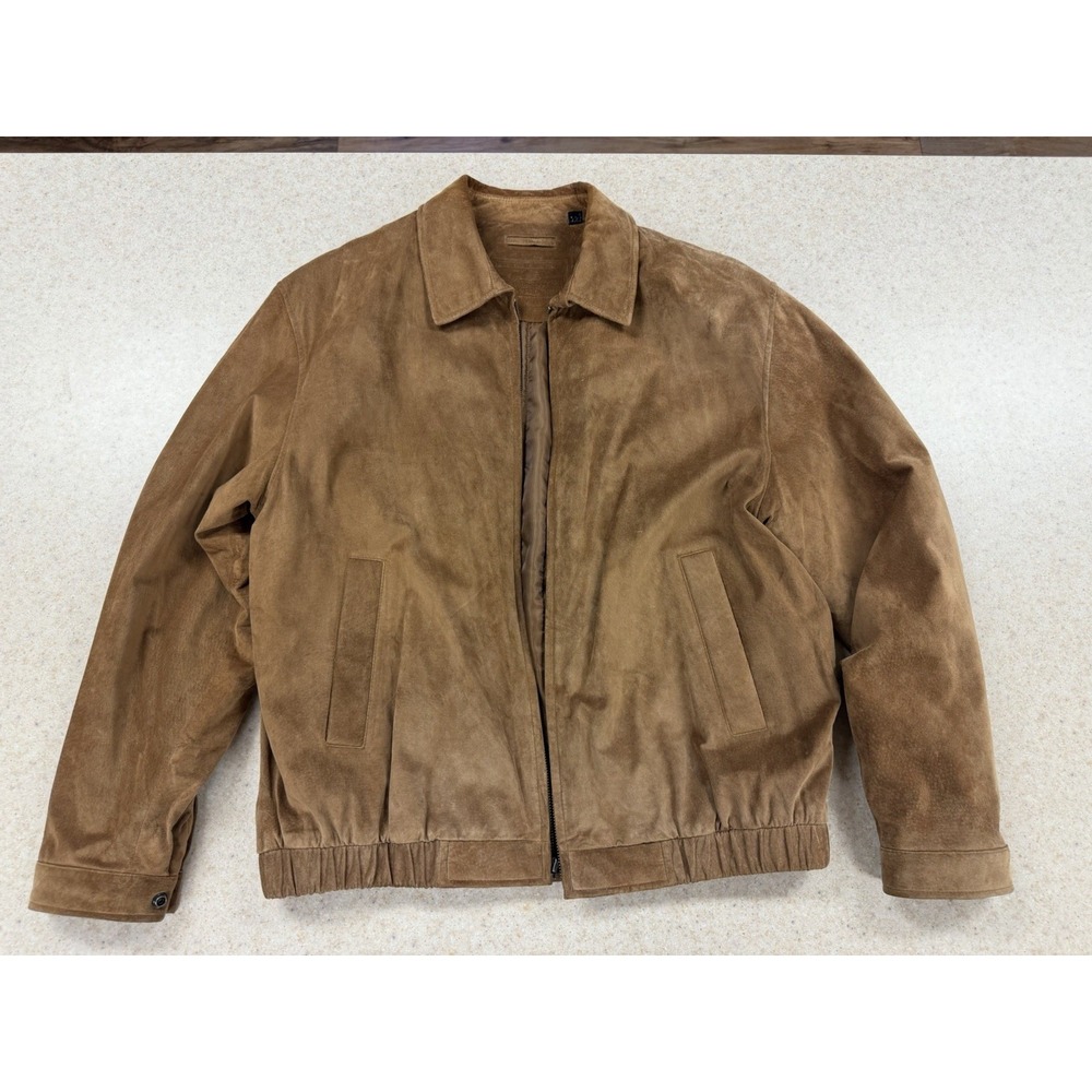 ROUNDTREE & YORKE Light Brown Suede Leather Jacket Sz S HandsomeWashable NEW NWT